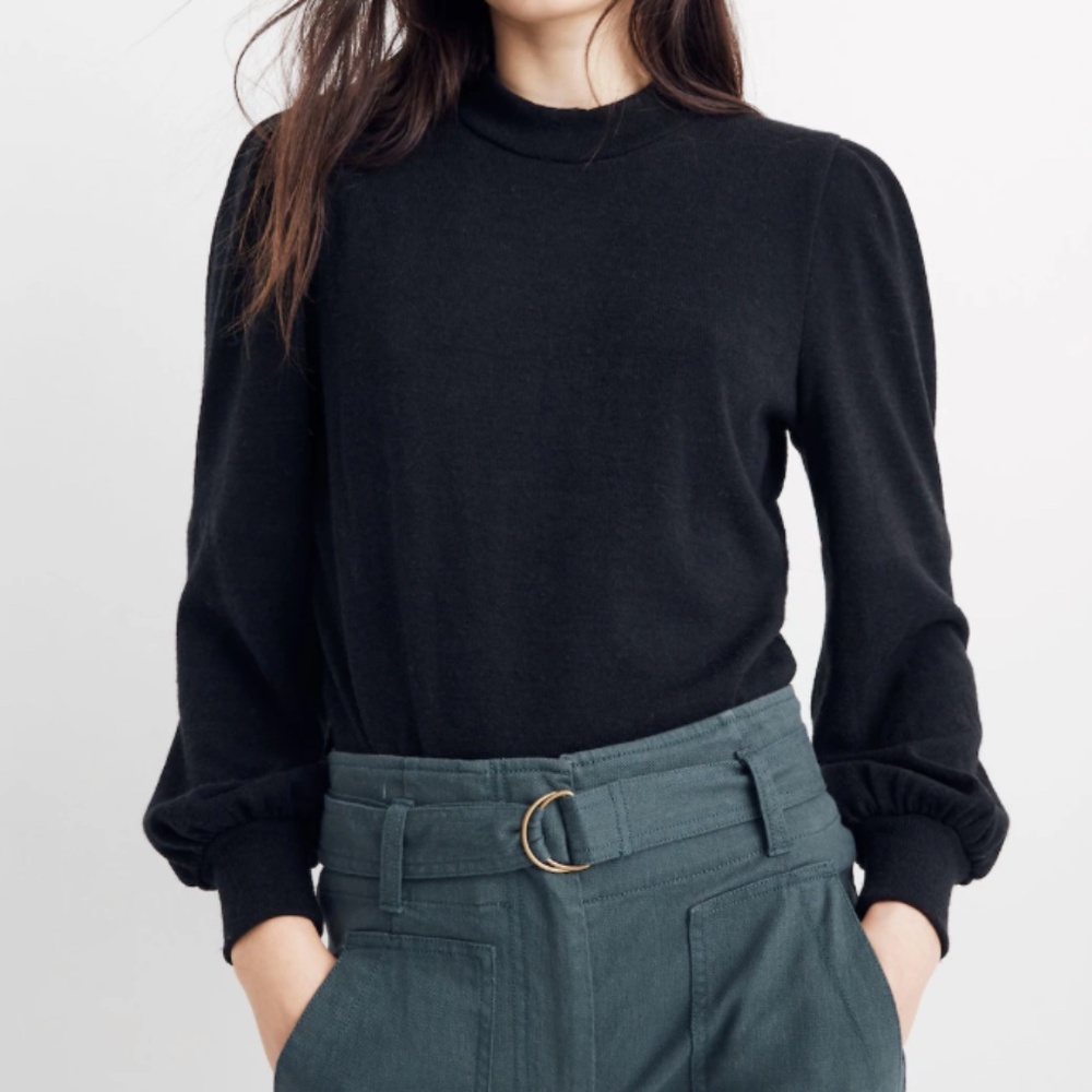 Madewell Puff-Sleeve Mockneck Top